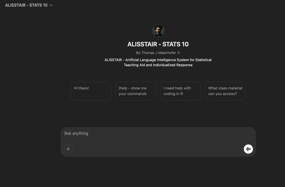 ALISSTAIR project screenshot
